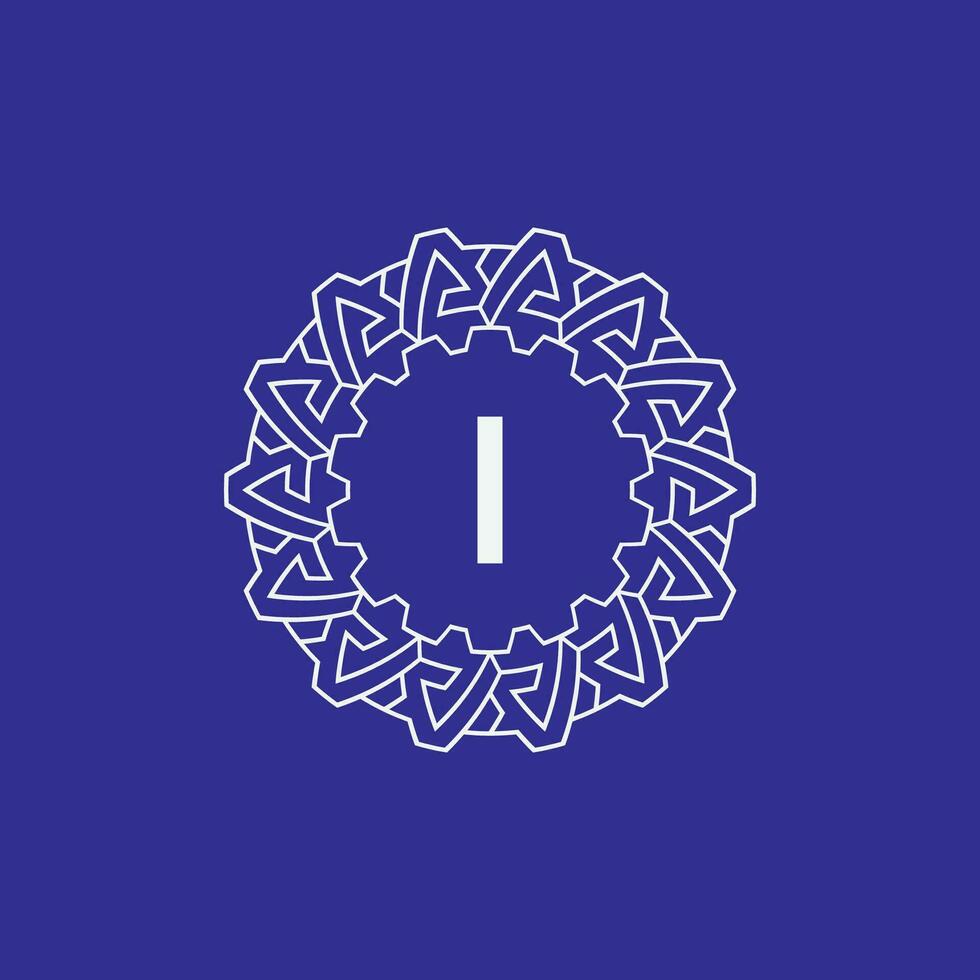 första brev jag modern cirkel ram prydnad rader unik mönster logotyp vektor
