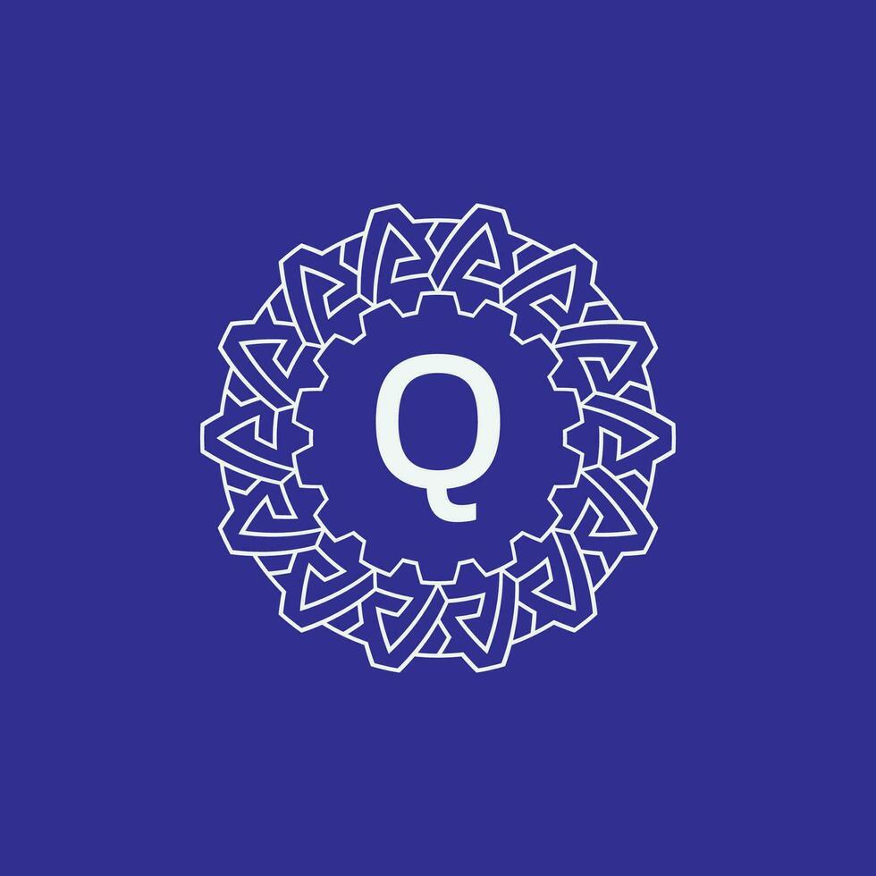 första brev q modern cirkel ram prydnad rader unik mönster logotyp vektor