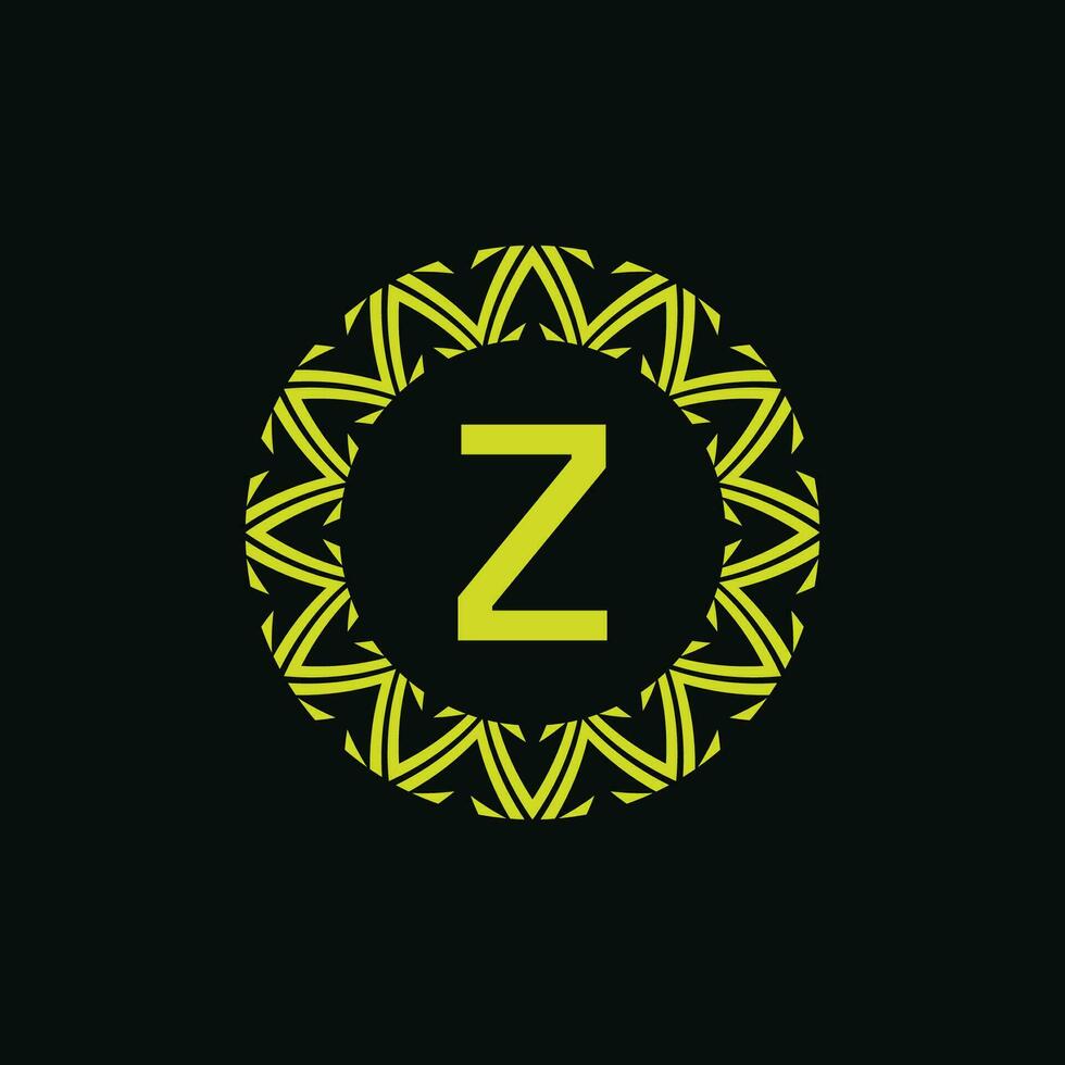 Initiale Brief z Zier Emblem Rahmen Kreis Muster Logo vektor
