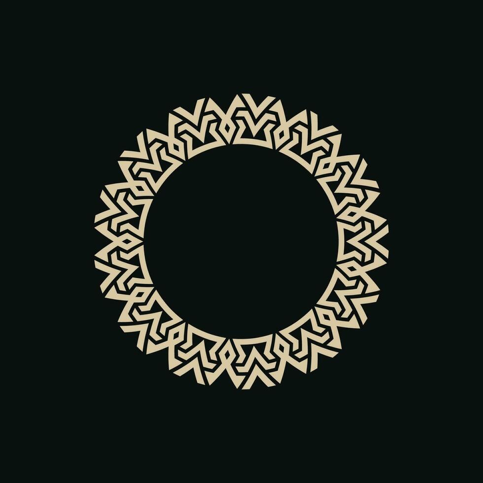 abstrakt elegant svart guld cirkel mönster ram vektor