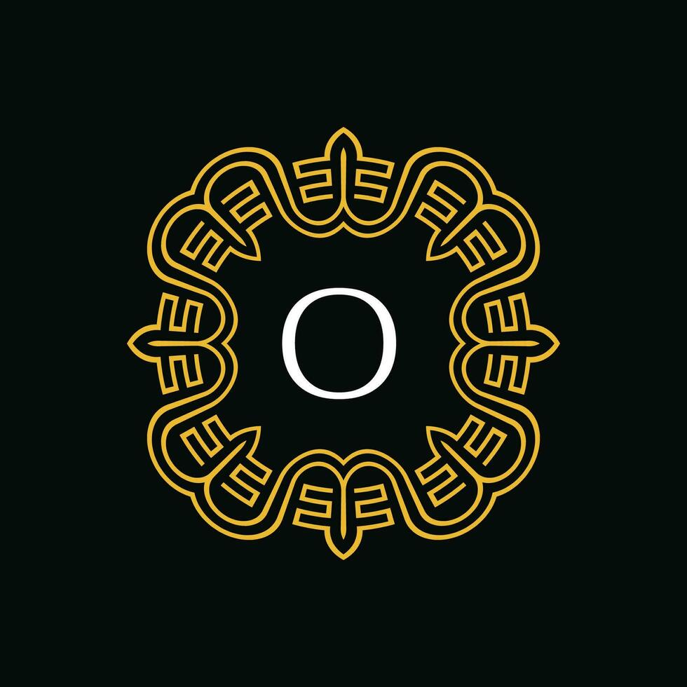 Initiale Brief Ö Zier Emblem Rahmen Kreis Muster Logo vektor