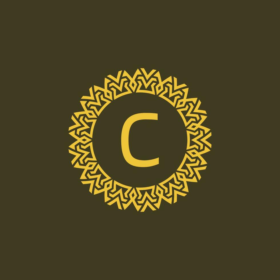modern emblem första brev c dekorativ stam mönster cirkulär logotyp vektor