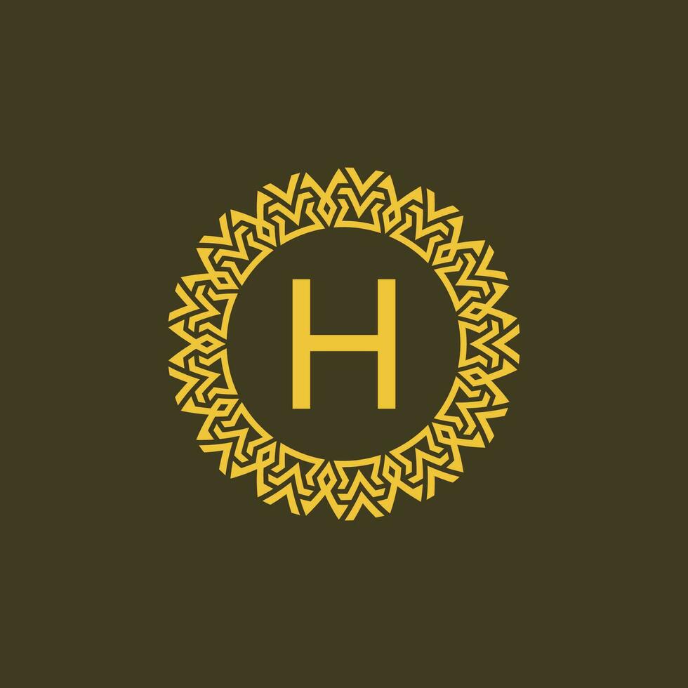 modern emblem första brev h dekorativ stam mönster cirkulär logotyp vektor