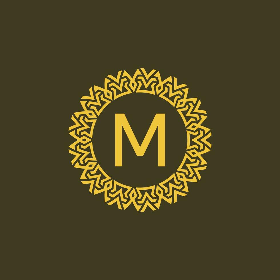modern Emblem Initiale Brief m Zier Stamm Muster kreisförmig Logo vektor