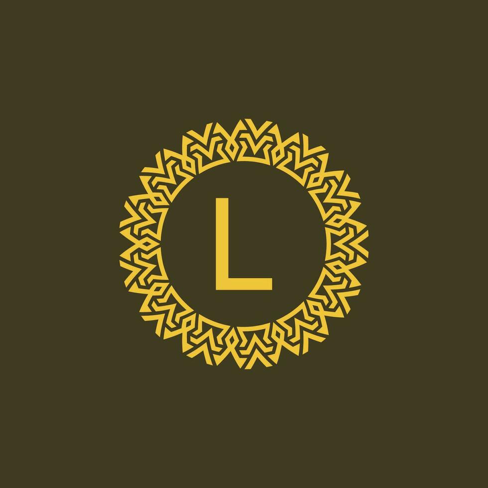 modern emblem första brev l dekorativ stam mönster cirkulär logotyp vektor