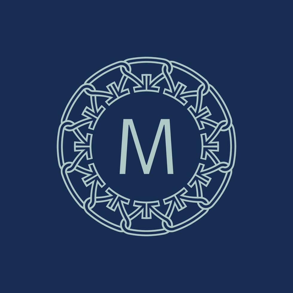 modern Emblem Initiale Brief m Zier Stamm Muster kreisförmig Logo vektor