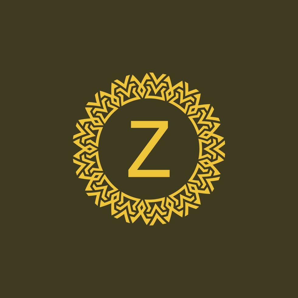 modern emblem första brev z dekorativ stam mönster cirkulär logotyp vektor