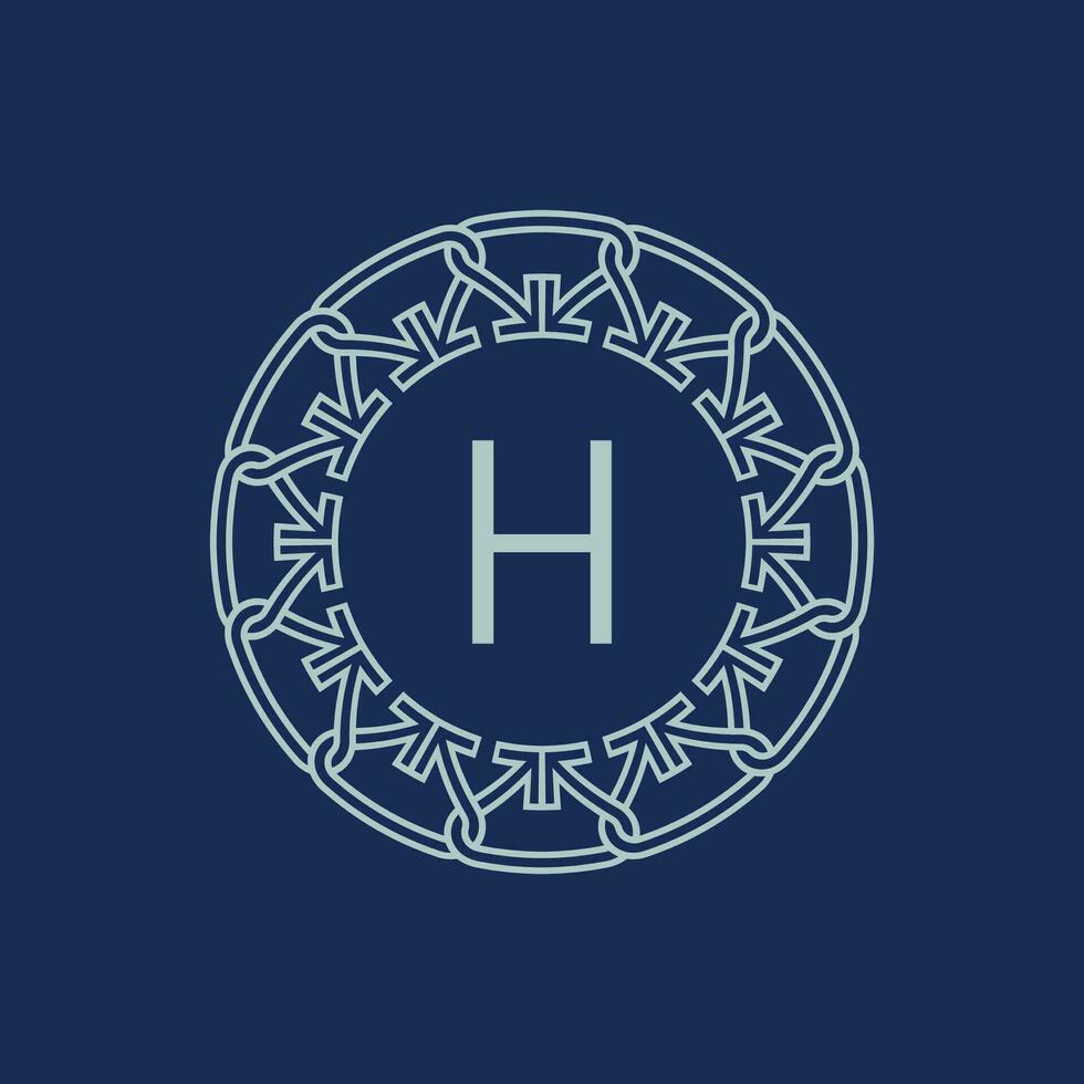 modern emblem första brev h dekorativ stam mönster cirkulär logotyp vektor