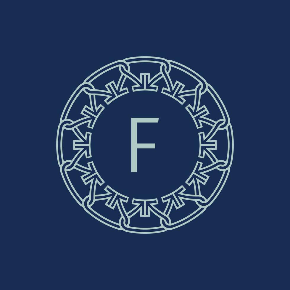 modern emblem första brev f dekorativ stam mönster cirkulär logotyp vektor