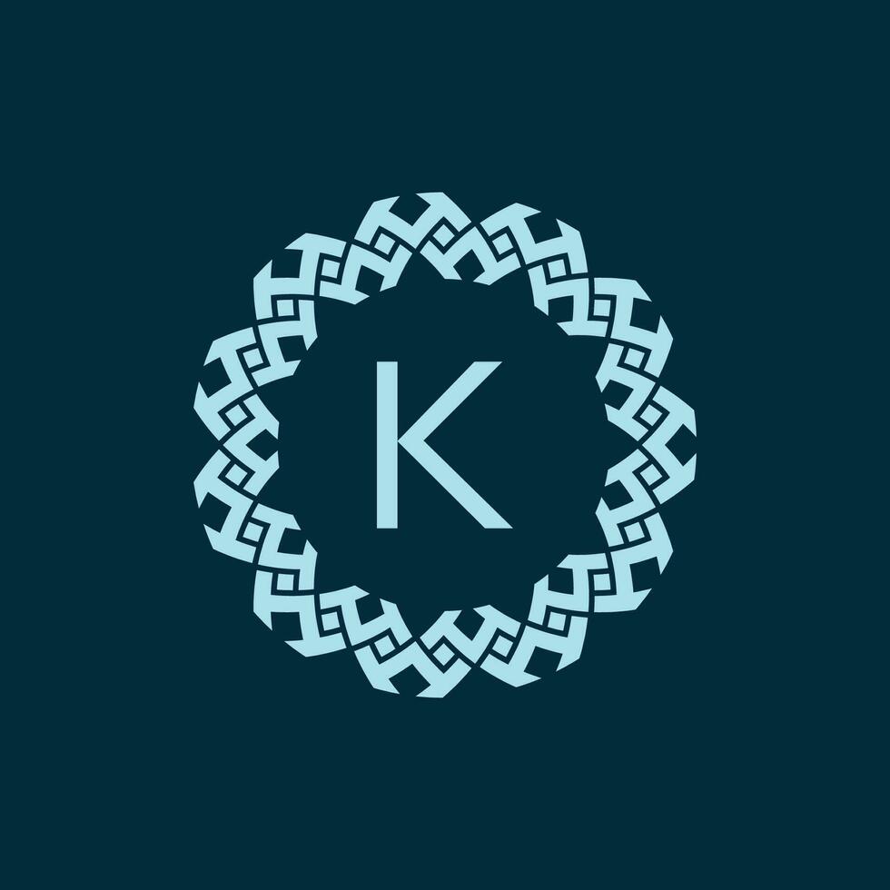 Initiale Brief k Zier Emblem Rahmen Kreis Muster Logo vektor