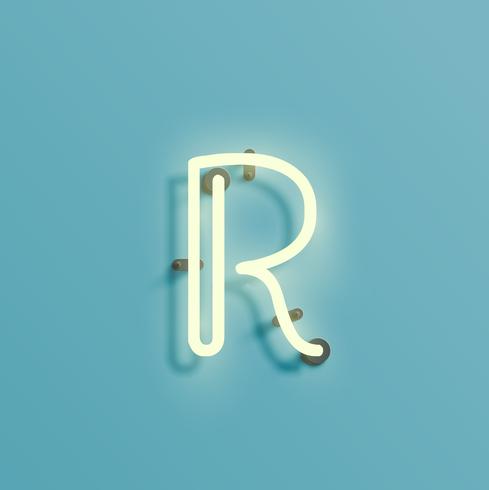Realistisk neon karaktär från en fontset, vektor