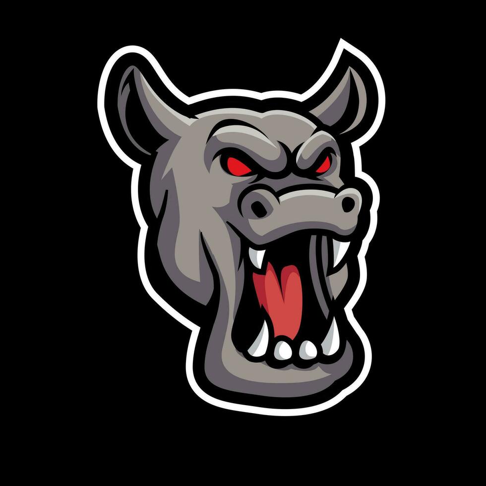 Kopf Nashorn Maskottchen Logo Vektor Illustration
