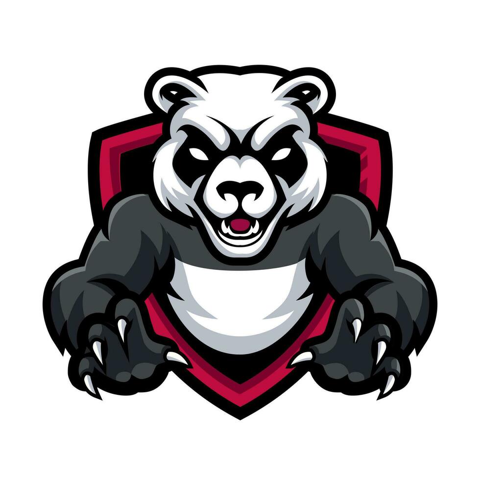 panda maskot logotyp för spel, sporter, esport, team, klubb vektor