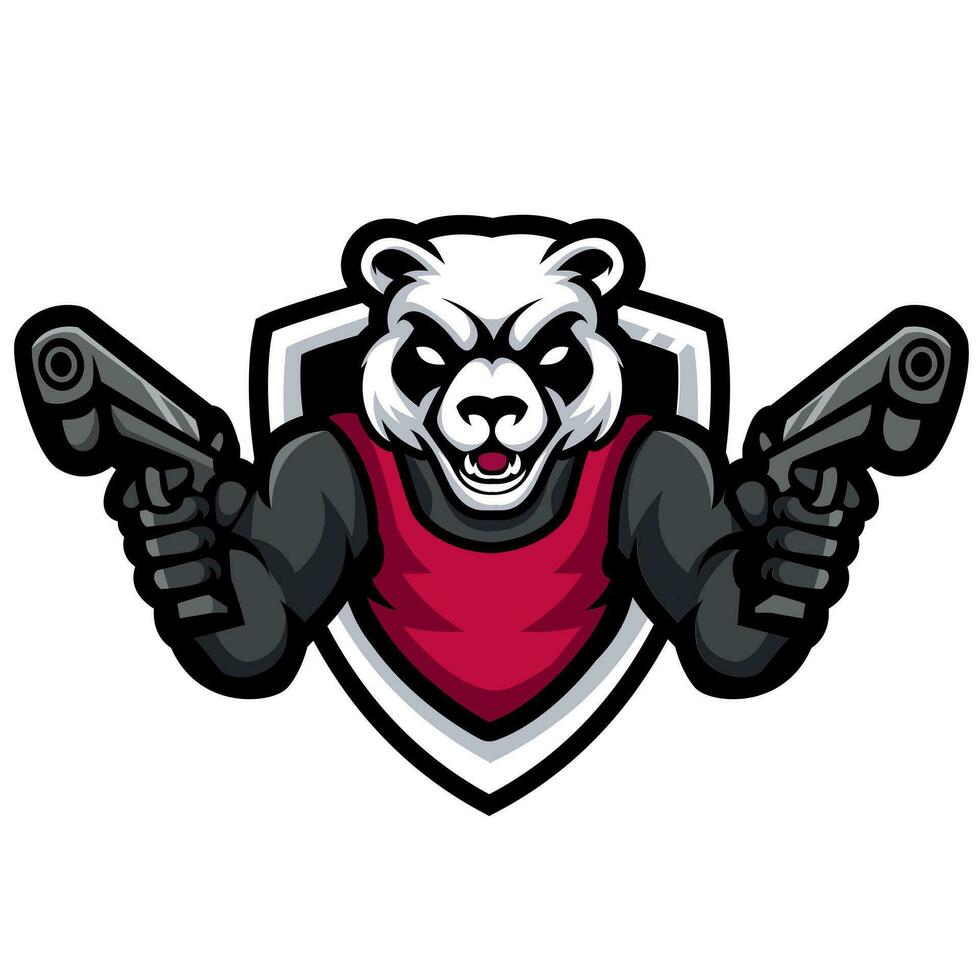 panda gunners esport maskottchen logo vektor