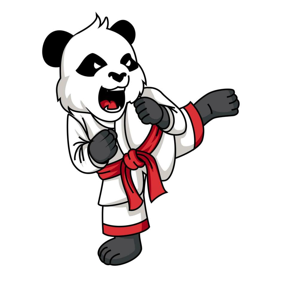 söt tecknad serie karate panda design vektor