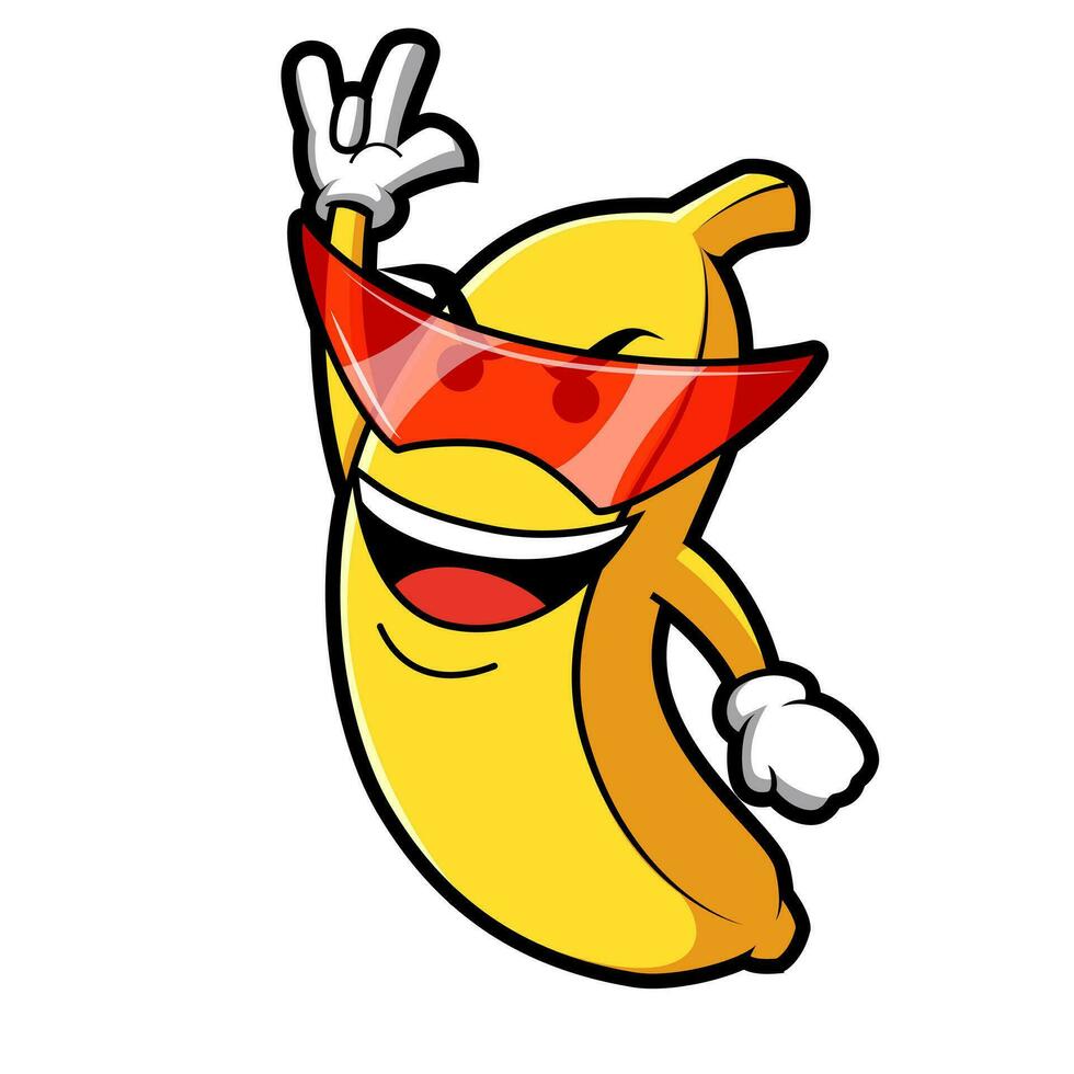 Häftigt banan rolig maskot karaktär vektor