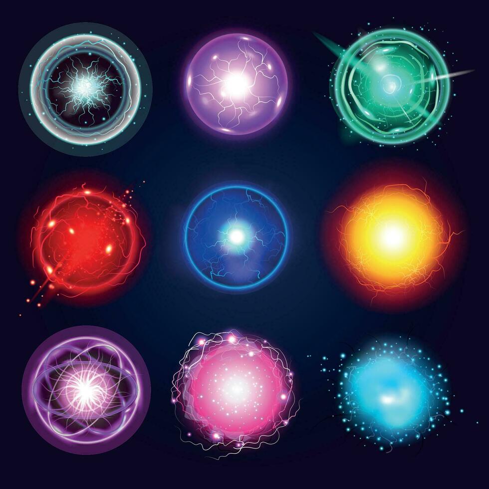 plasma energi ikon uppsättning vektor