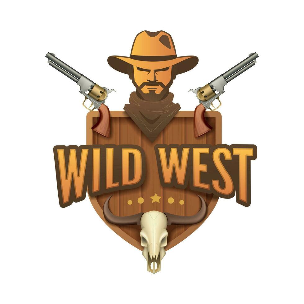 wild Westen Karikatur Emblem vektor