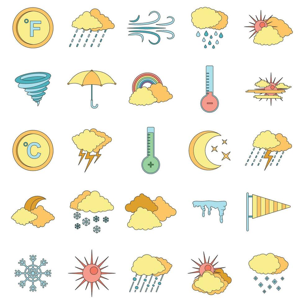 Wetter Symbole einstellen Vektor Farbe