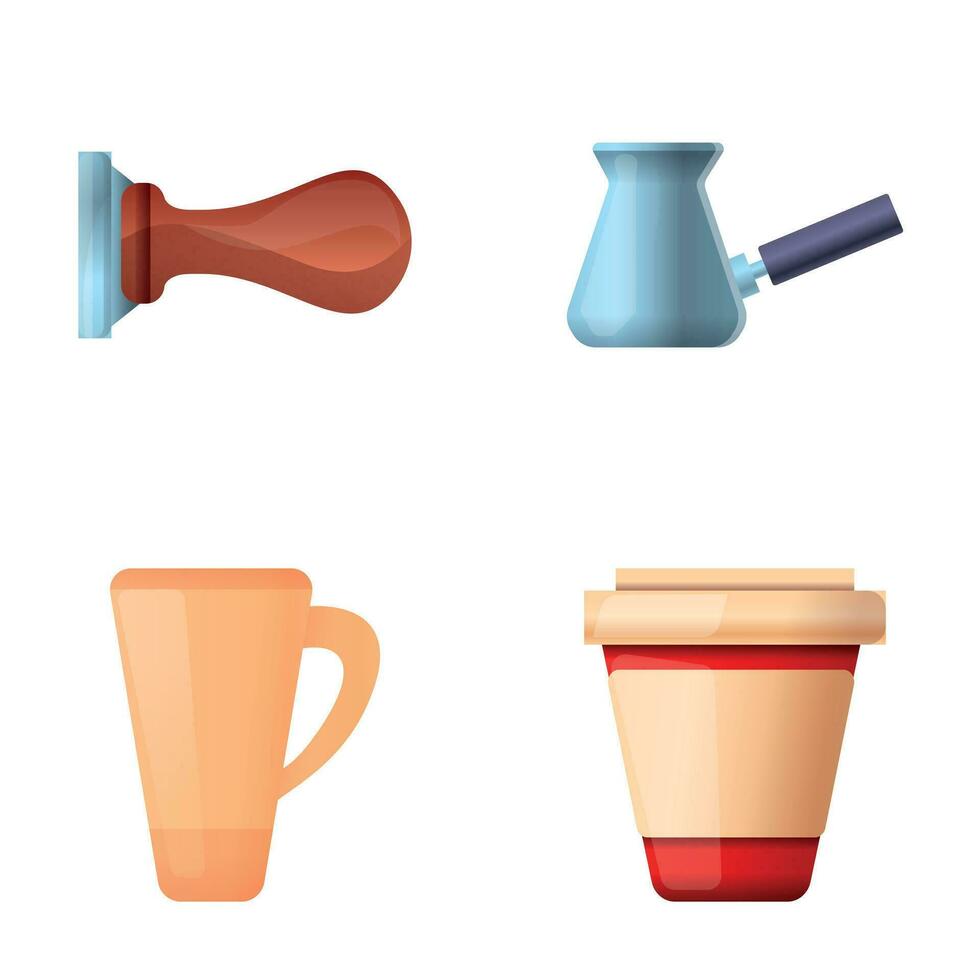 kaffe begrepp ikoner uppsättning tecknad serie vektor. turk och kaffe dryck vektor