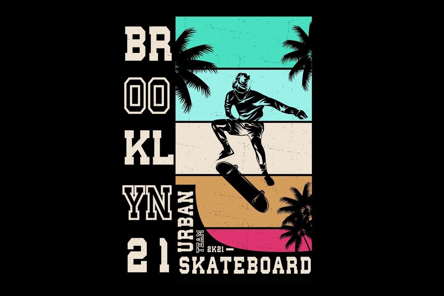 Skateboard Urban Team Silhouette T-Shirt Design vektor