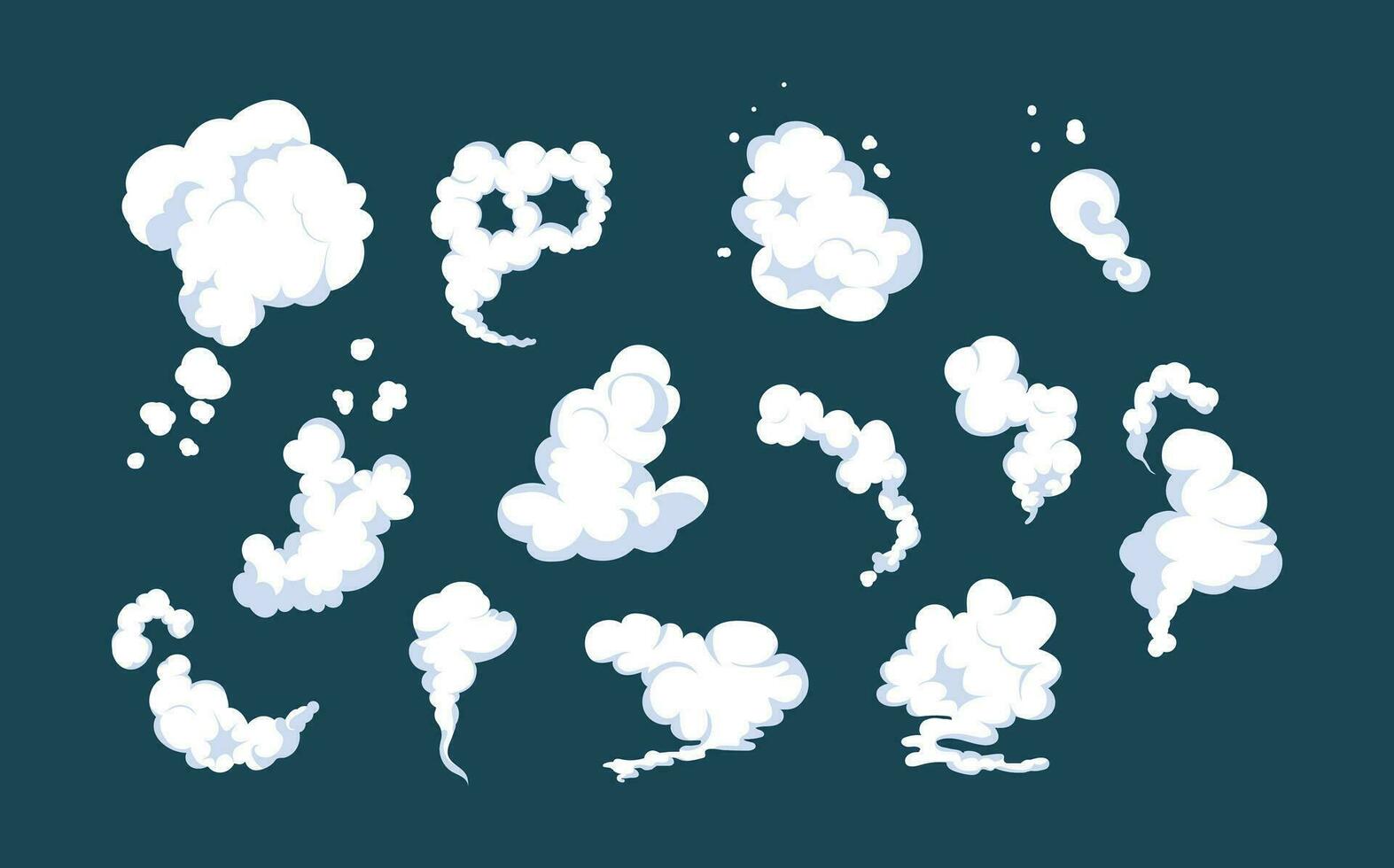rök explosion animering av ett explosion med komisk flygande moln. uppsättning av isolerat vektor illustrationer till skapa ett explosion effekt. de effekt av rök rörelse, gnistra och dynamisk bom.