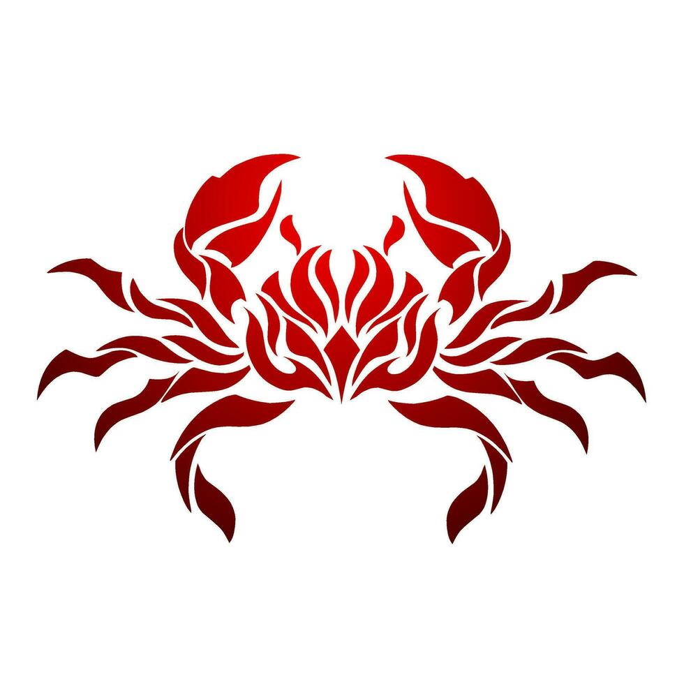 grafisk vektor illustration av abstrakt design stam- konst röd krabba tatuering