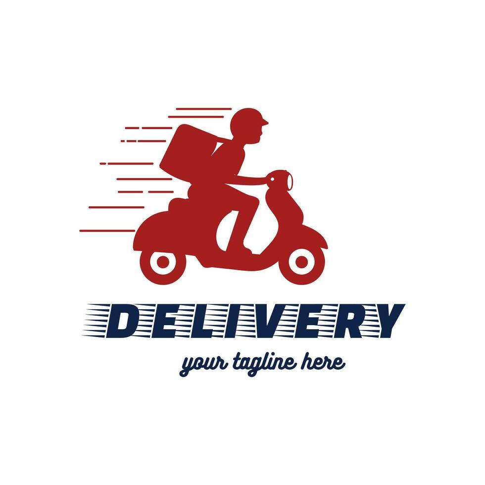kurir man med snabbt snabb motorcykel skoter för leverans beställa service logotyp ikon illustration vektor