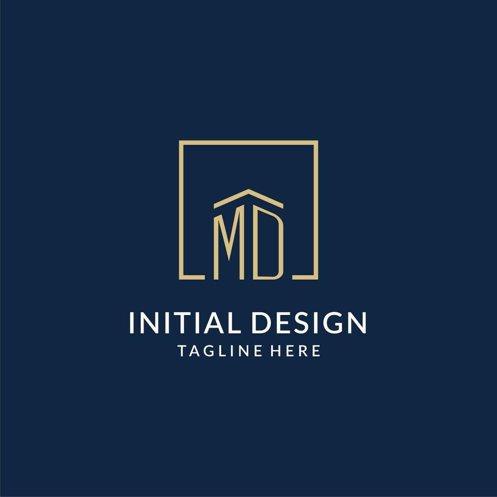 Initiale md Platz Linien Logo, modern und Luxus echt Nachlass Logo Design vektor
