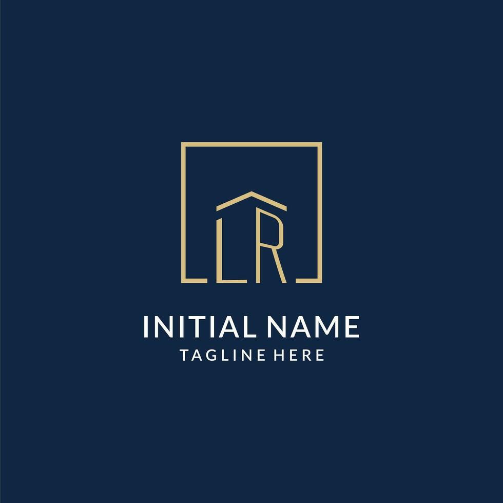 Initiale lr Platz Linien Logo, modern und Luxus echt Nachlass Logo Design vektor