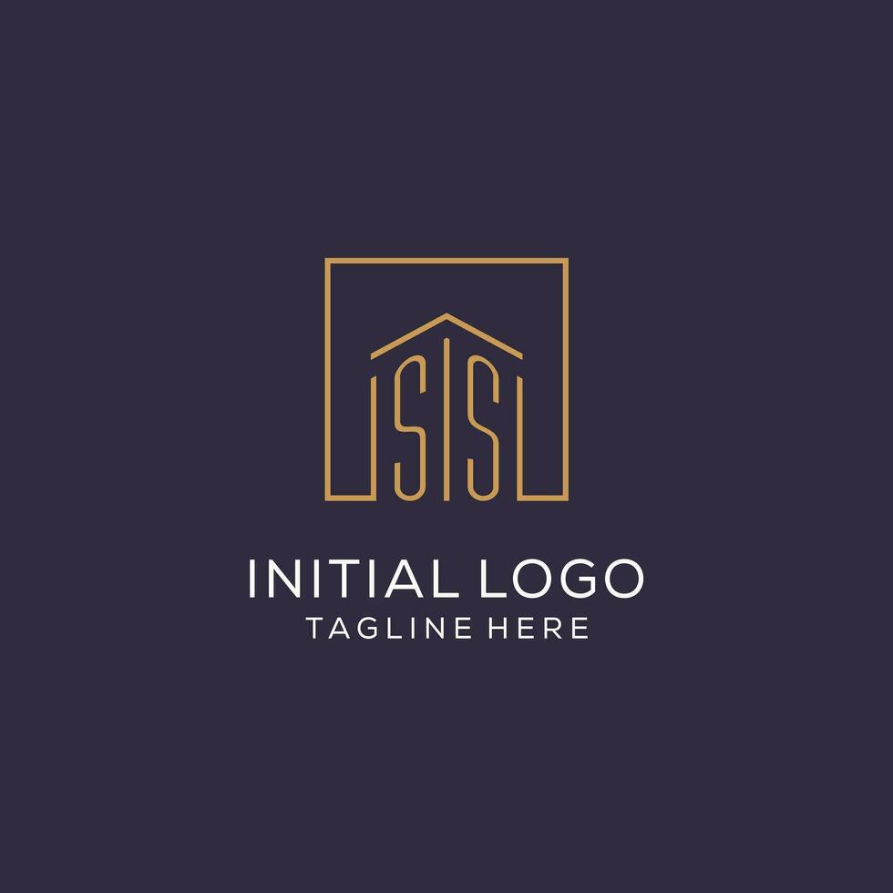 Initiale ss Logo mit Platz Linien, Luxus und elegant echt Nachlass Logo Design vektor