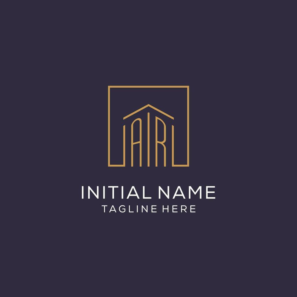 Initiale ar Logo mit Platz Linien, Luxus und elegant echt Nachlass Logo Design vektor