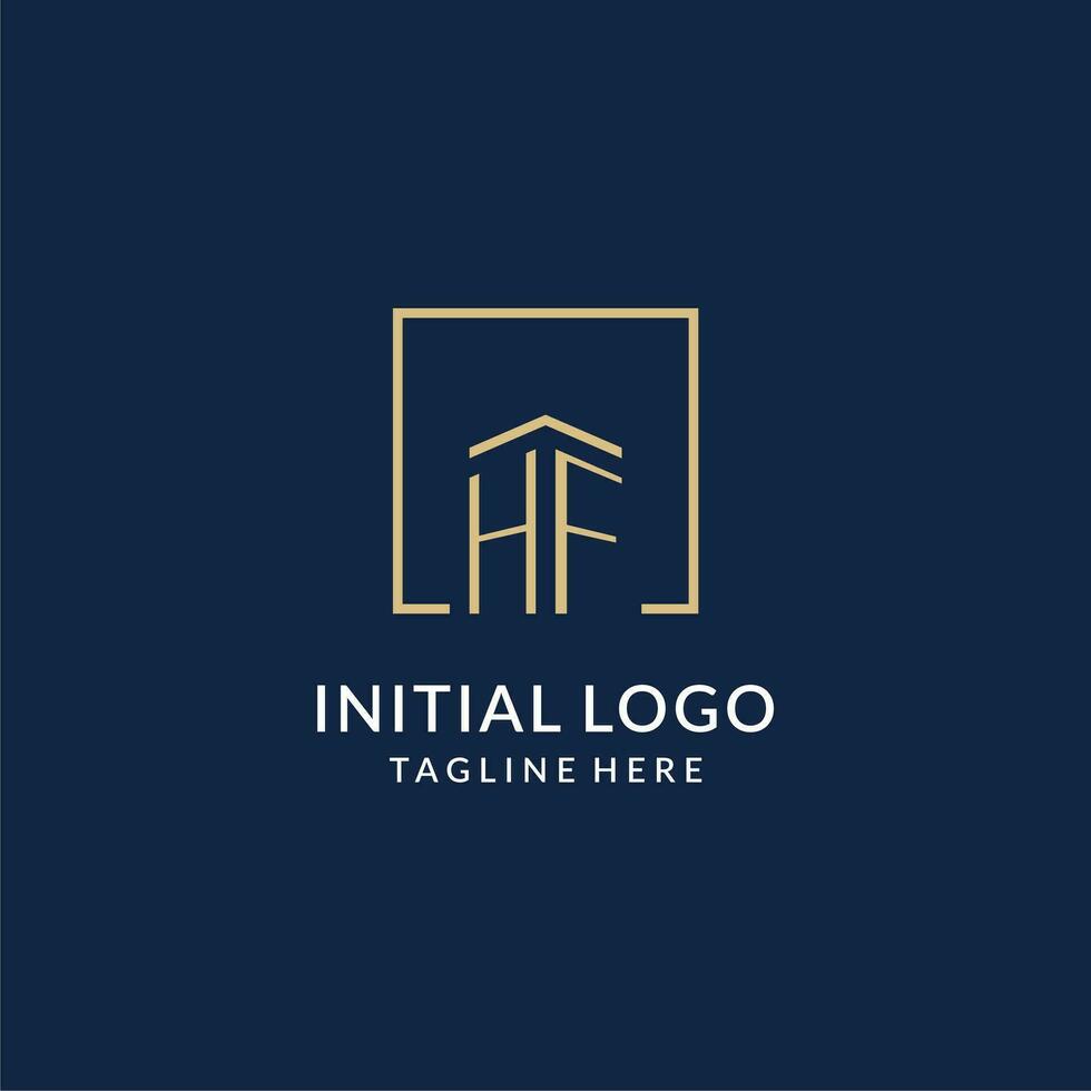 Initiale hf Platz Linien Logo, modern und Luxus echt Nachlass Logo Design vektor