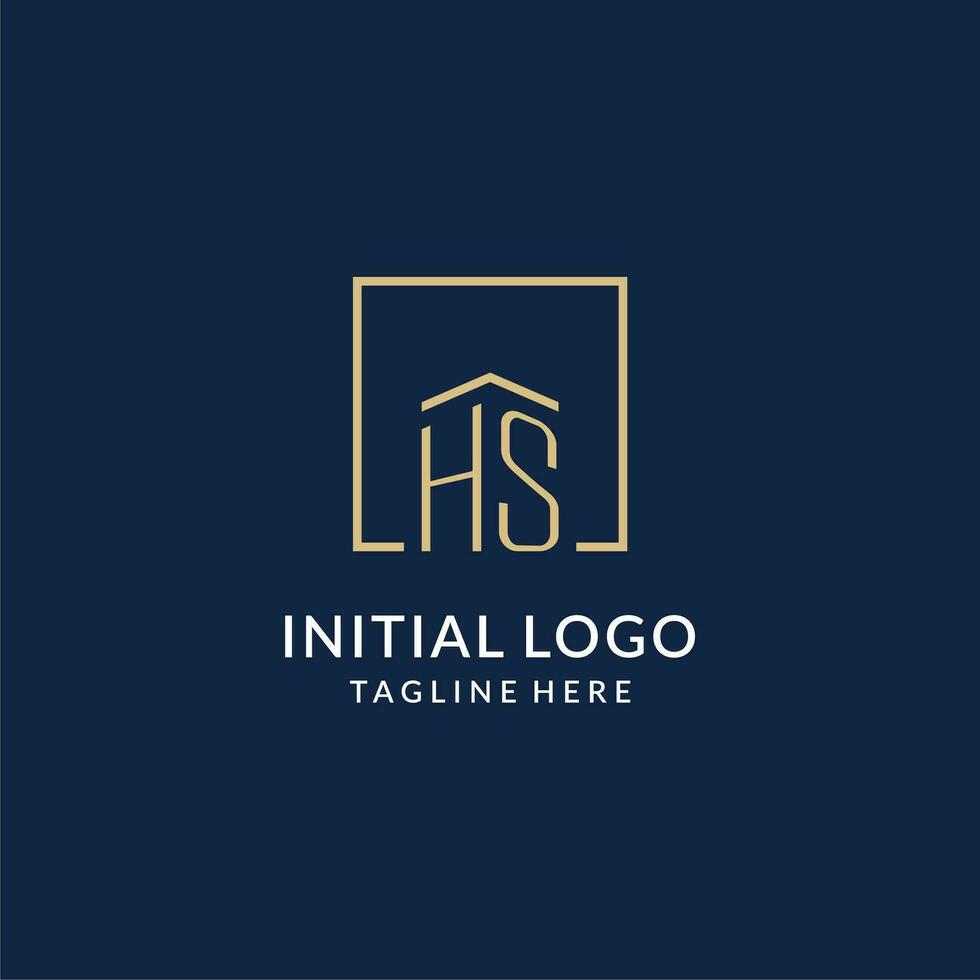 Initiale hs Platz Linien Logo, modern und Luxus echt Nachlass Logo Design vektor