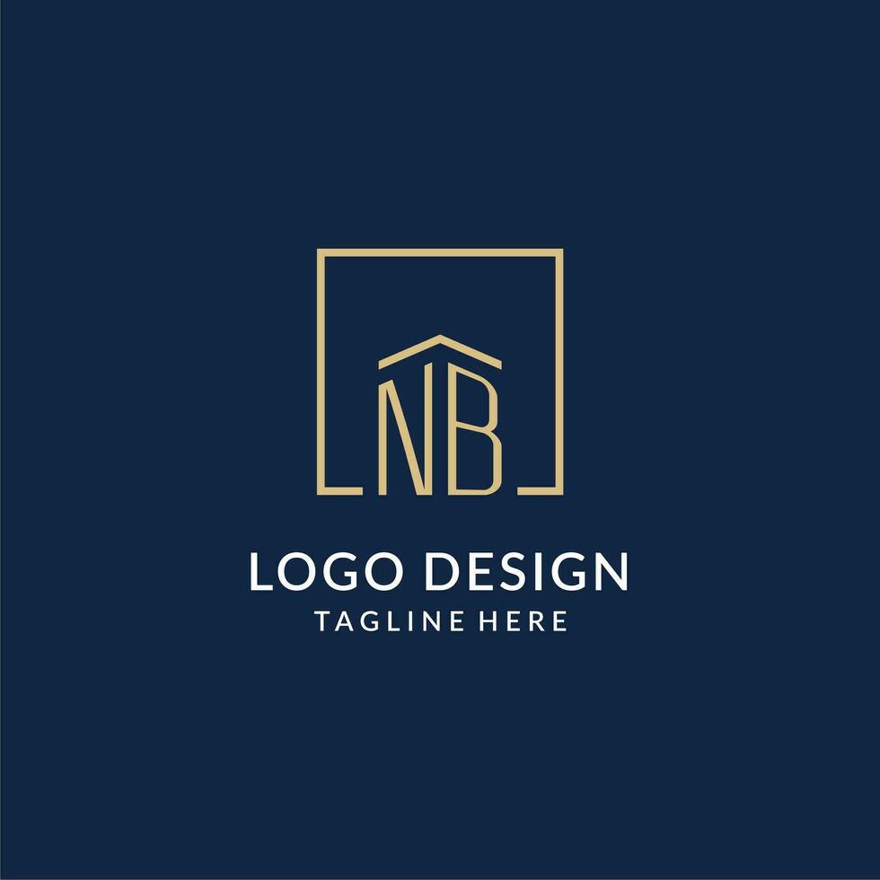 Initiale nb Platz Linien Logo, modern und Luxus echt Nachlass Logo Design vektor