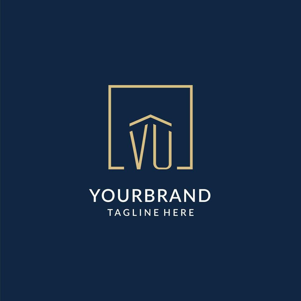 Initiale vu Platz Linien Logo, modern und Luxus echt Nachlass Logo Design vektor