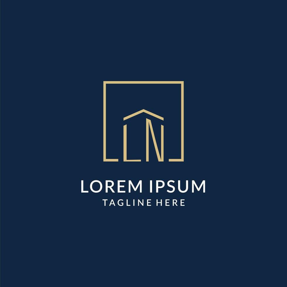 Initiale ln Platz Linien Logo, modern und Luxus echt Nachlass Logo Design vektor