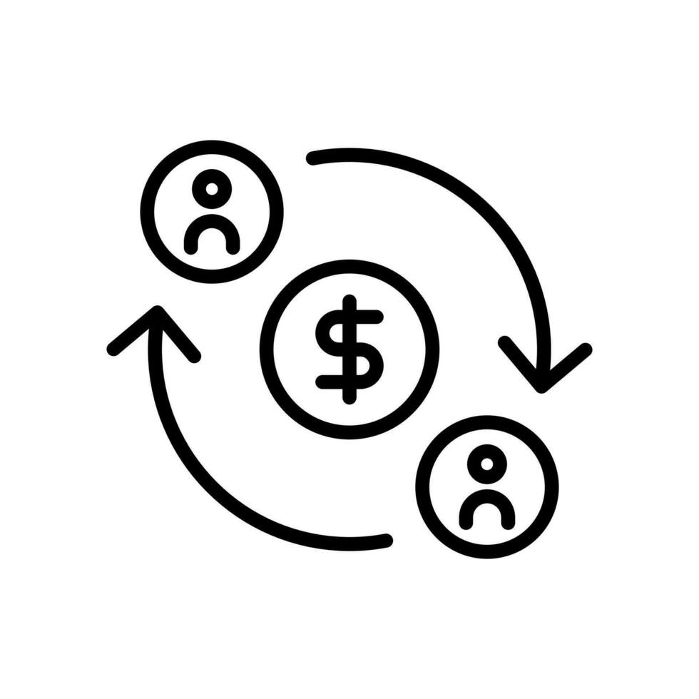 överföra pengar till person ikon i linje stil design isolerat på vit bakgrund. redigerbar stroke. vektor