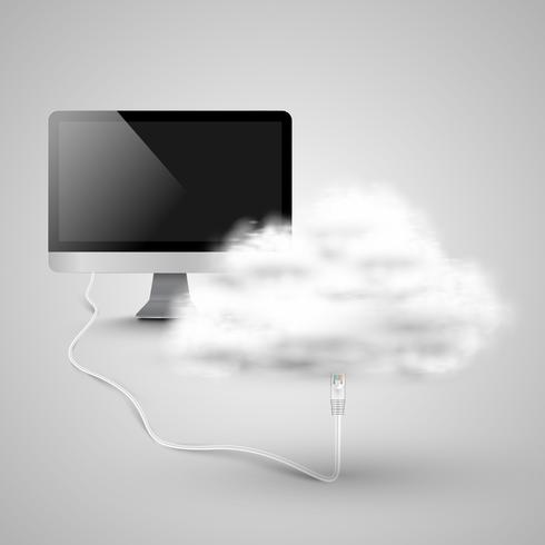 Der Computer verbindet sich mit der Cloud vektor