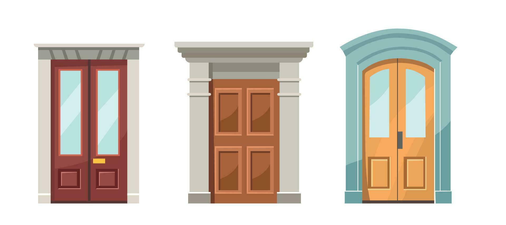 uppsättning av interiör ingång dörrar. grindar för design och dekoration. vektor