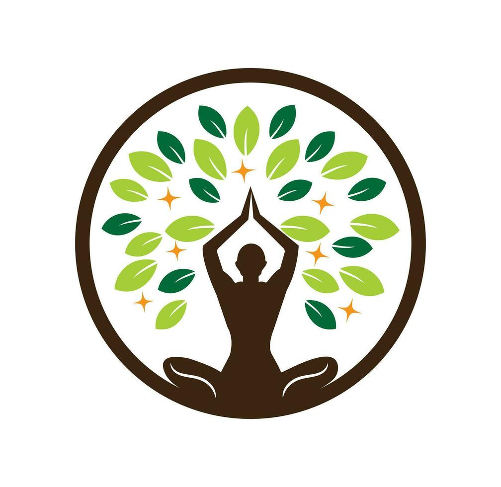 Yoga-Logo-Design-Lager. menschliche Meditation in Lotusblüten-Vektorillustration vektor