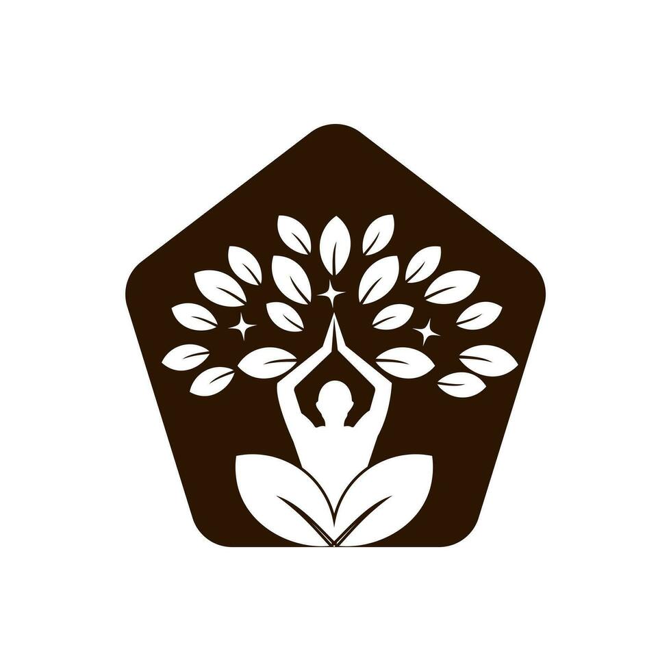 yoga logotyp design lager. mänsklig meditation i lotusblomma vektorillustration vektor