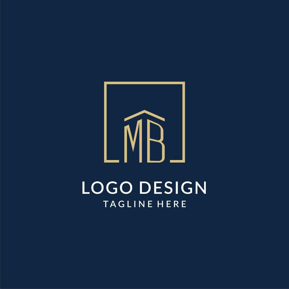 första mb fyrkant rader logotyp, modern och lyx verklig egendom logotyp design vektor