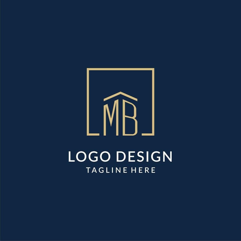 Initiale mb Platz Linien Logo, modern und Luxus echt Nachlass Logo Design vektor