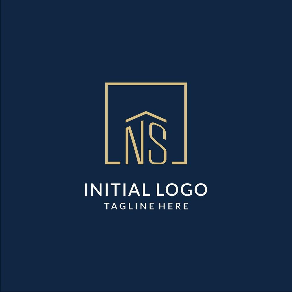Initiale ns Platz Linien Logo, modern und Luxus echt Nachlass Logo Design vektor