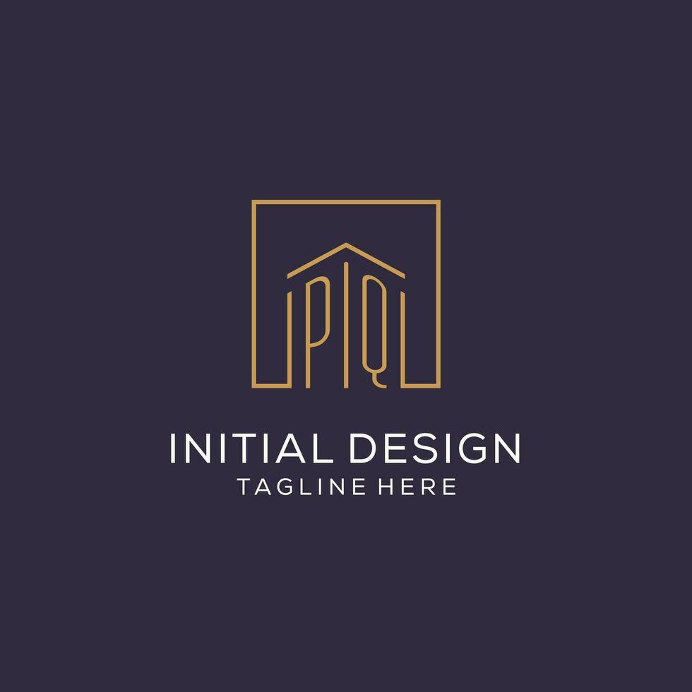 Initiale pq Logo mit Platz Linien, Luxus und elegant echt Nachlass Logo Design vektor