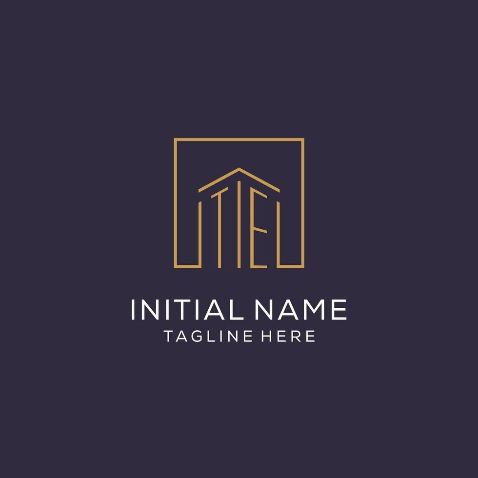 Initiale te Logo mit Platz Linien, Luxus und elegant echt Nachlass Logo Design vektor