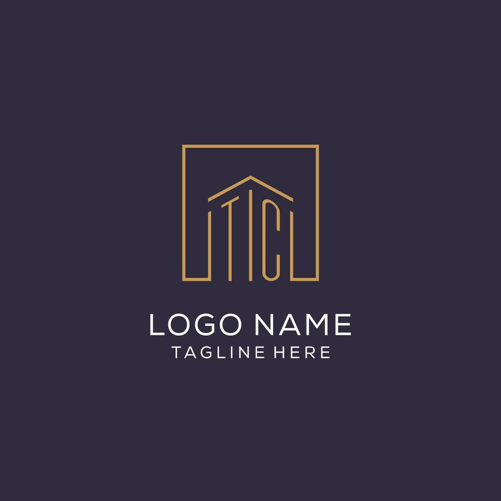 första tc logotyp med fyrkant rader, lyx och elegant verklig egendom logotyp design vektor
