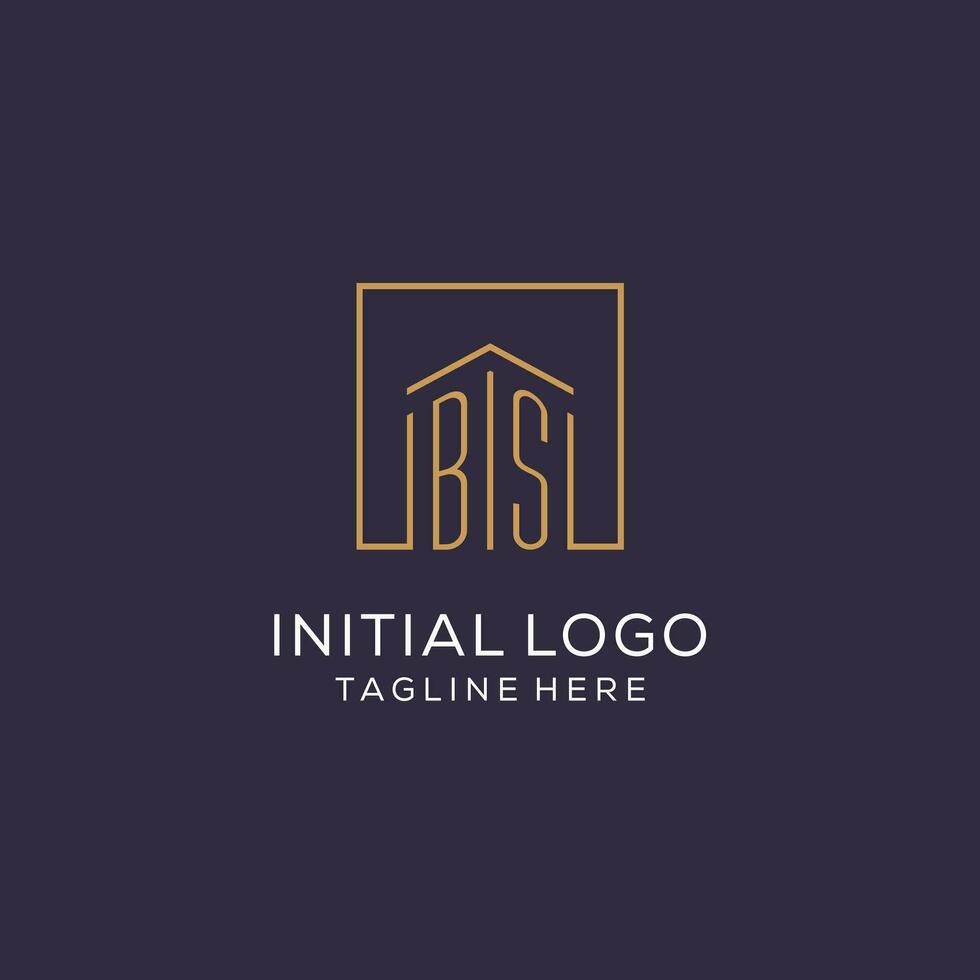 Initiale bs Logo mit Platz Linien, Luxus und elegant echt Nachlass Logo Design vektor
