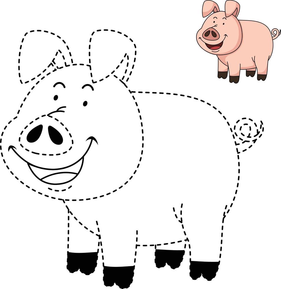 illustration av pedagogiskt spel för barn och målarbok-gris vektor